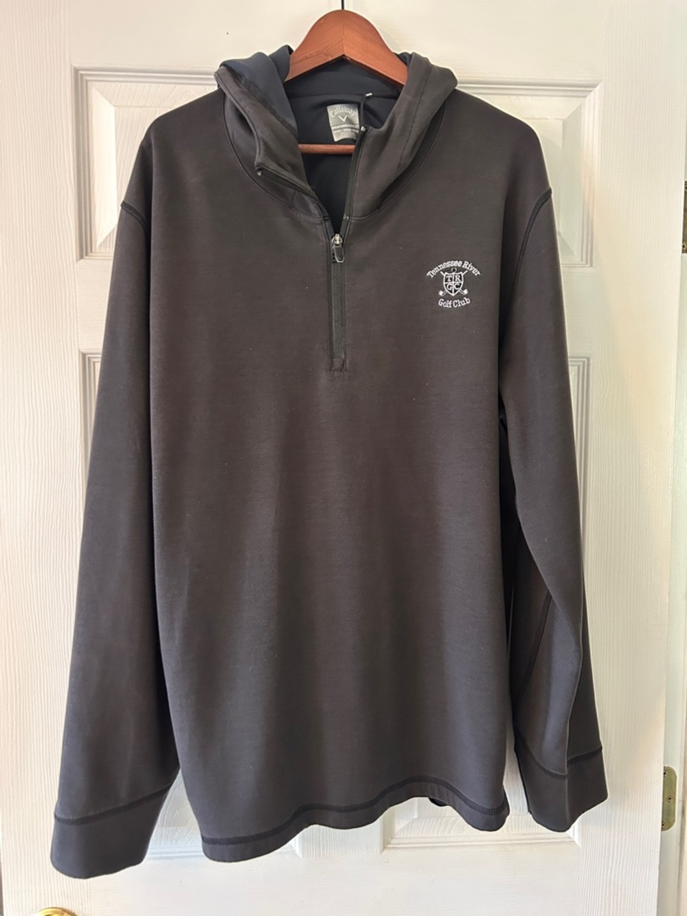 Callaway Quarter-Zip Hooded Pullover with Small Chest Logo - Dark Charcoal